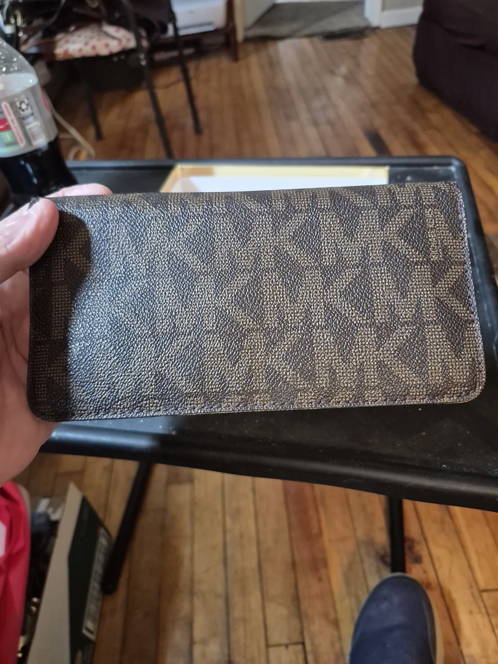 Michael Kors Brown MK Logo Continental Wallet with Gold Hardware